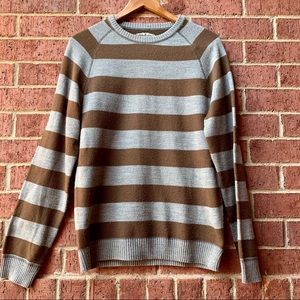 Aeropostale Mens Brown and Gray Striped Sweater